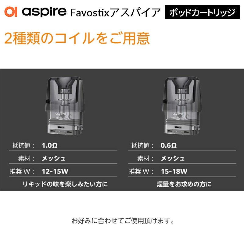 aspire favostix ポッドカートリッジ おすすめ
