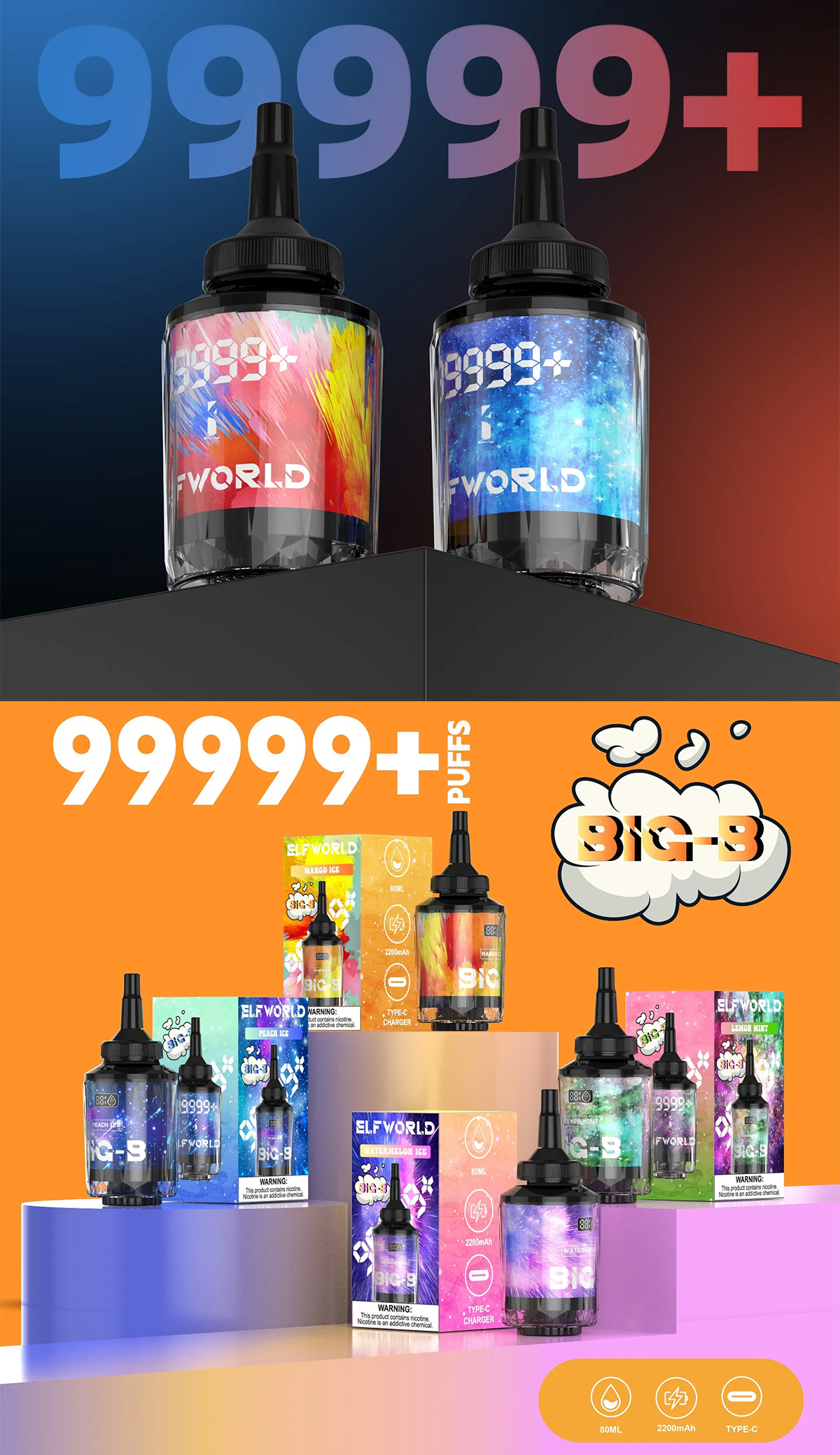 elfworld big b 99999 puffs 使い捨て 電子シーシャ 初心者向け