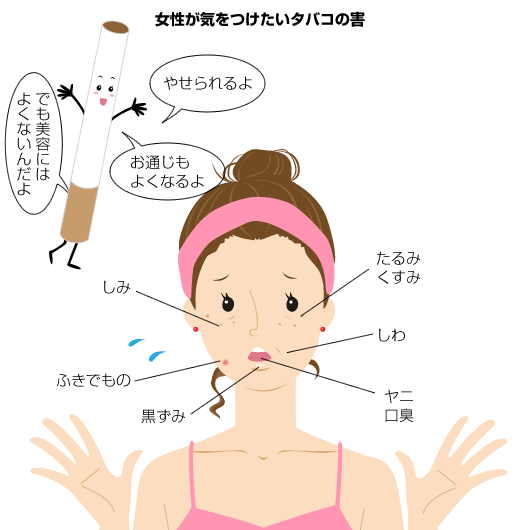 タバコが女性の肌に影響しやすい理由を解説する美容イメージ