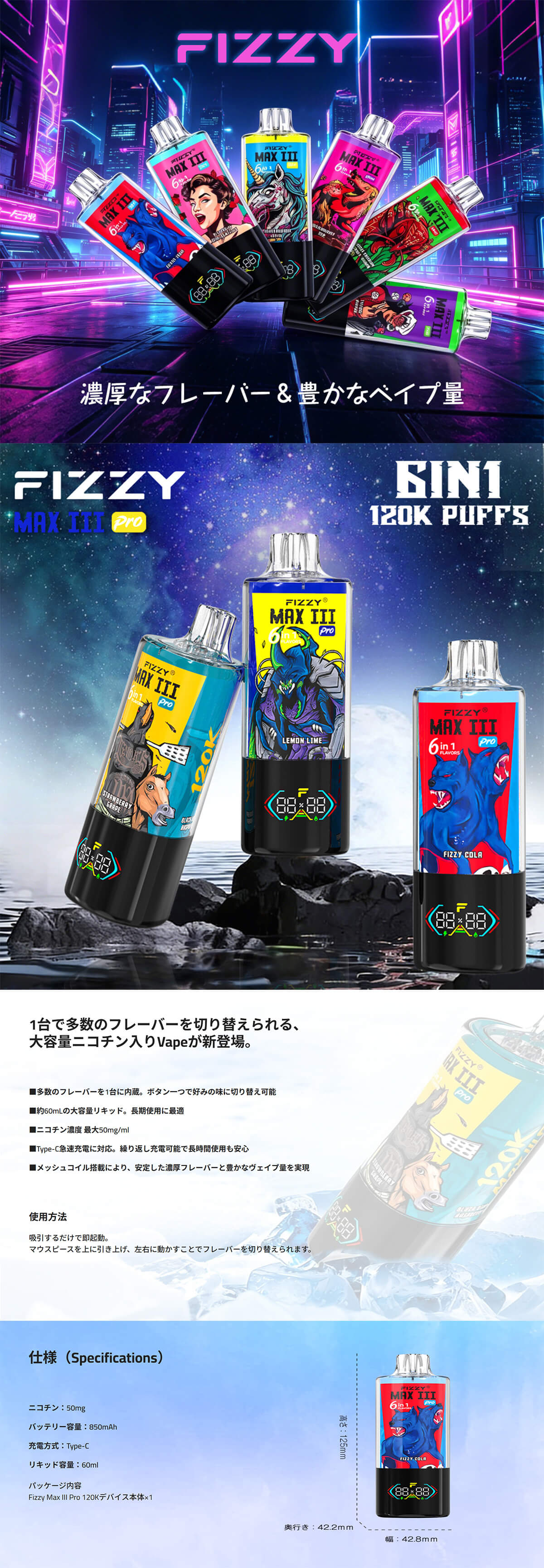 fizzy max III pro 120k 使い方